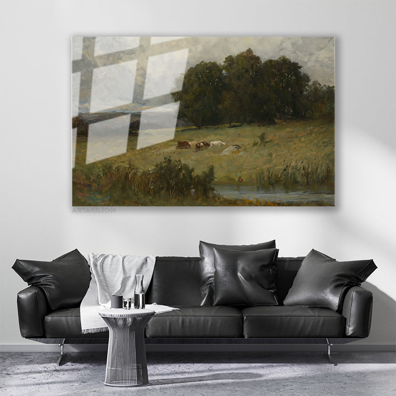 Cam Yatay Duvar Tablosu Cam Yesil Doga M Anzarasi5 Ev Ofis Salon Modern Duvar Tablosu