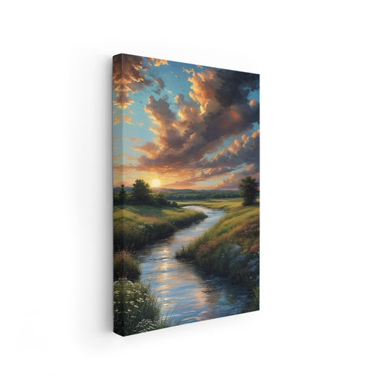Canvas Vertical Wall Art Canvas Greenery and River Home Office Living Room Modern Wall Art