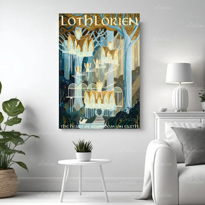 Yüzüklerin Efendisi Kanvas Tablo Loth-Lorien Duvar Dekorasyonu LOTR Oyun Odası Salon Tablosu