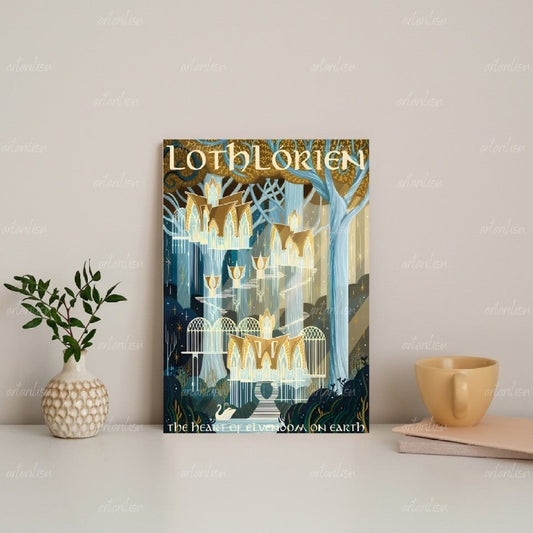 Yüzüklerin Efendisi Kanvas Tablo Loth-Lorien Duvar Dekorasyonu LOTR Oyun Odası Salon Tablosu