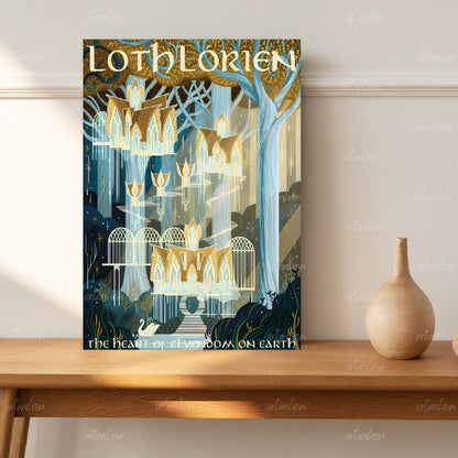 Yüzüklerin Efendisi Kanvas Tablo Loth-Lorien Duvar Dekorasyonu LOTR Oyun Odası Salon Tablosu