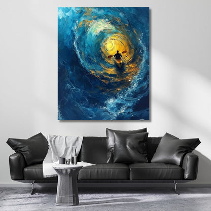 Canoe in the Waves Digital Print Canvas Painting Living Room Painting