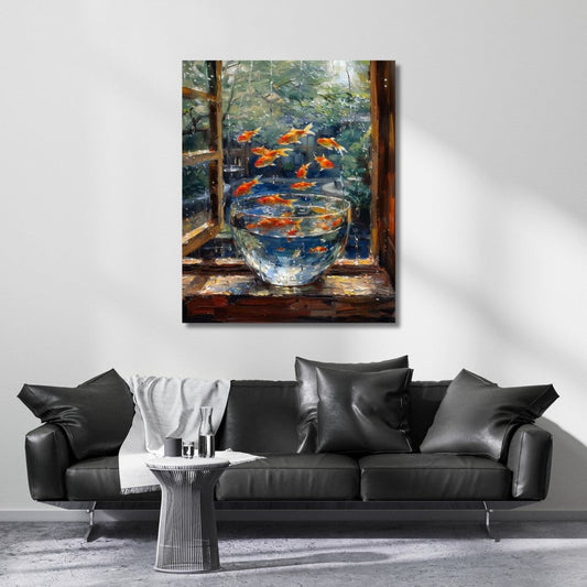 Canvas Painting, Goldfish Wall Art, HD Print Canvas Painting