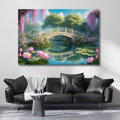 Bridge by the Lake Landscape Canvas Painting Digital Print Painting Living Room Painting Home Decor