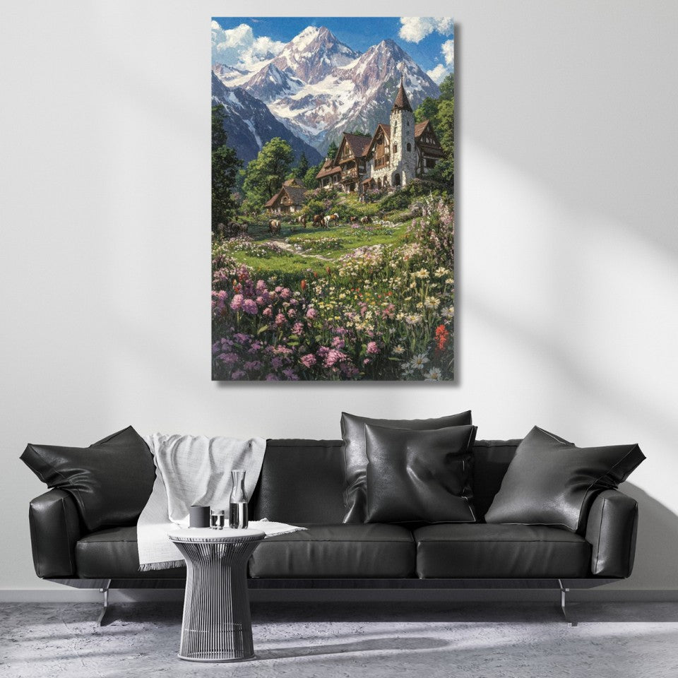 Hd Dijital Baskı Karlı Dağlardaki Modern Kanvas Tablo