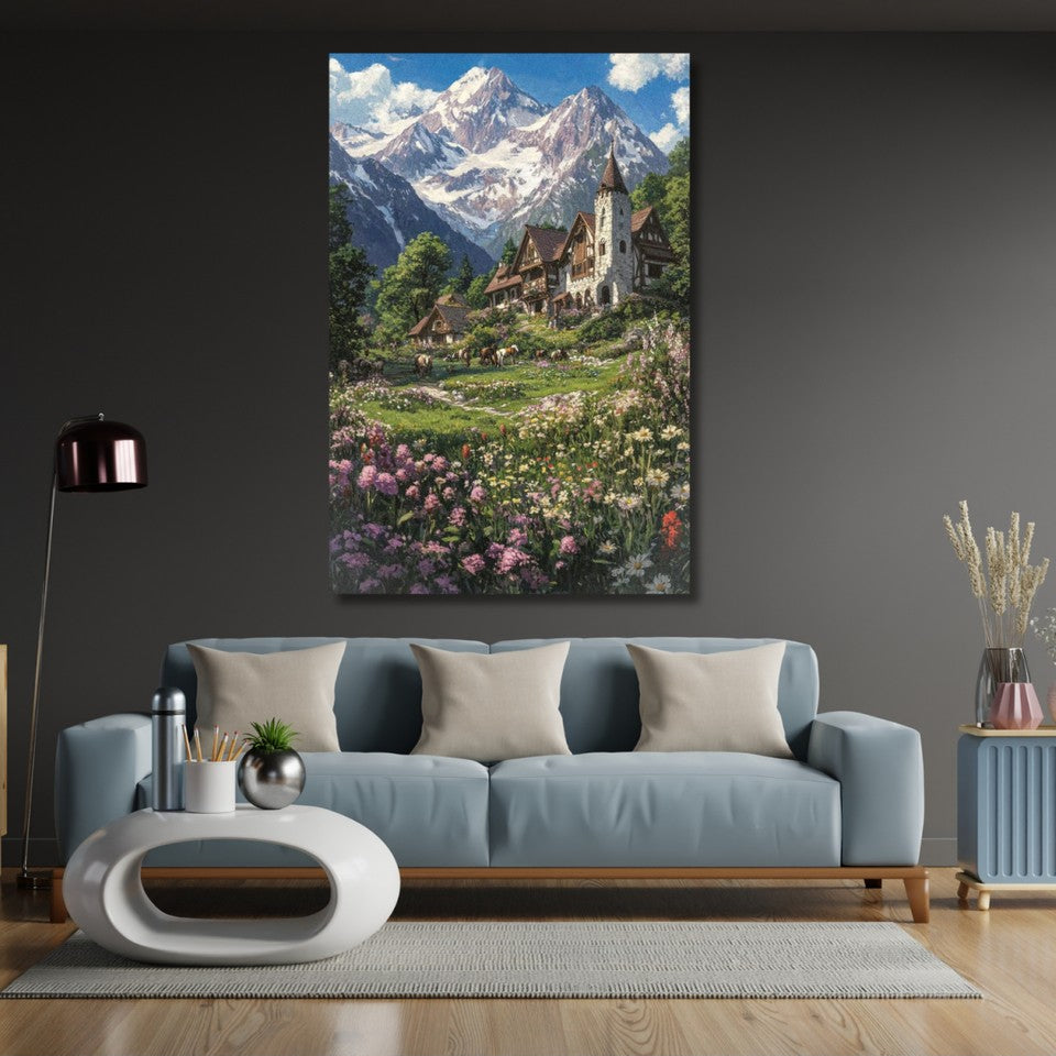 Hd Dijital Baskı Karlı Dağlardaki Modern Kanvas Tablo