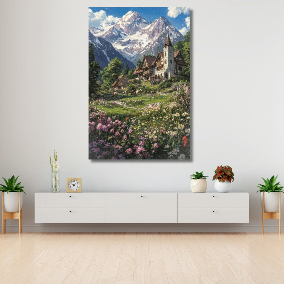 Hd Dijital Baskı Karlı Dağlardaki Modern Kanvas Tablo