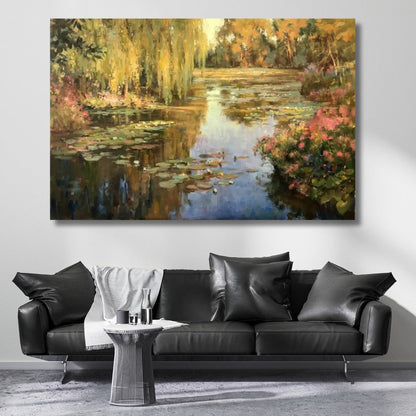 Canvas Print, Digital Print, Oil Painting Look, Lake Landscape, Living Room Painting