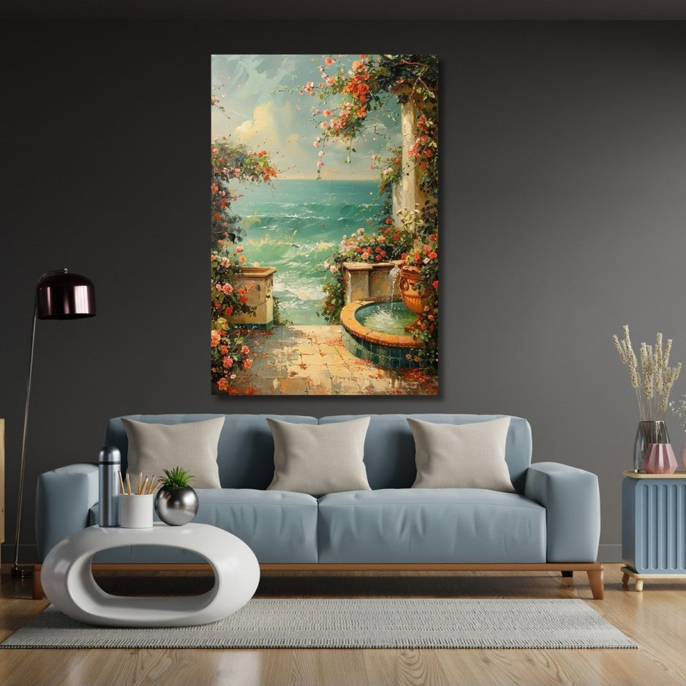 Sea View Canvas Painting, Oil Painting Look, Classic and Elegant Painting Model