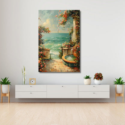 Sea View Canvas Painting, Oil Painting Look, Classic and Elegant Painting Model