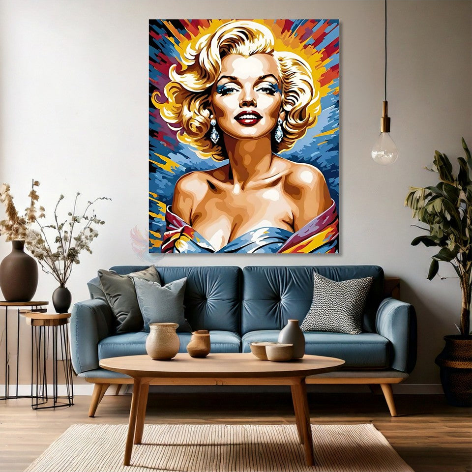 Marilyn Monroe Kanvas Tablo Renkli Marilyn Monroe Tablosu Salon Dekoru