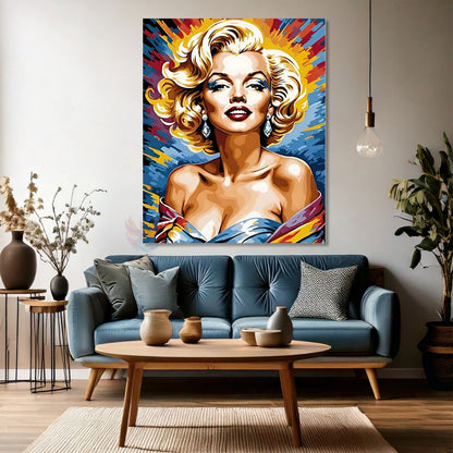 Marilyn Monroe Kanvas Tablo Renkli Marilyn Monroe Tablosu Salon Dekoru