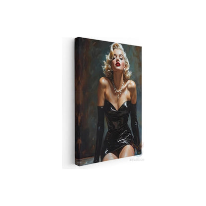 Marilyn Monroe in a Black Dress Canvas Painting Digital Print Office Home Painting