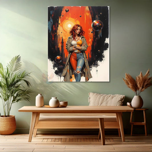 Woman with Orange Hair Canvas Painting Modern Art Wall Art