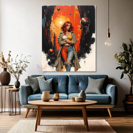 Woman with Orange Hair Canvas Painting Modern Art Wall Art