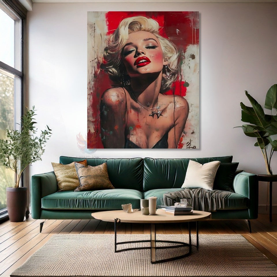 Red and White Wall Art Marilyn Monroe Canvas Print Office Home Art