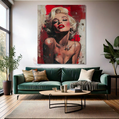 Red and White Wall Art Marilyn Monroe Canvas Print Office Home Art