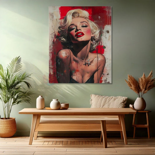 Red and White Wall Art Marilyn Monroe Canvas Print Office Home Art
