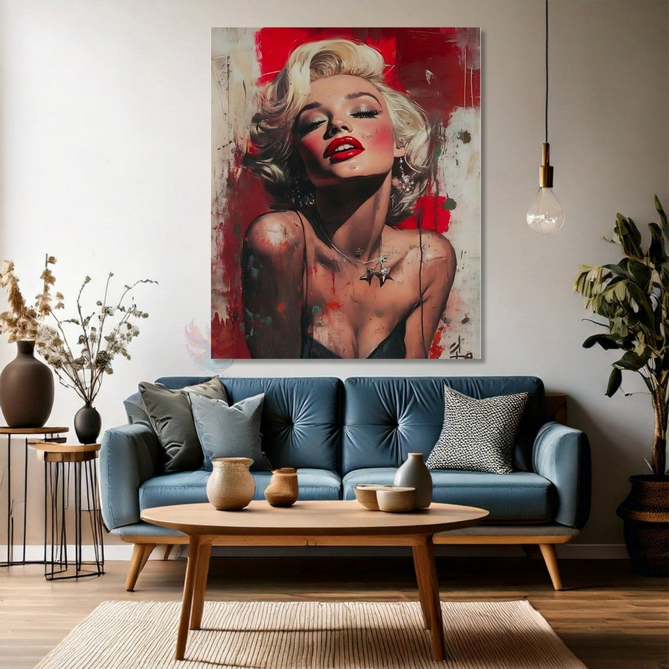 Red and White Wall Art Marilyn Monroe Canvas Print Office Home Art