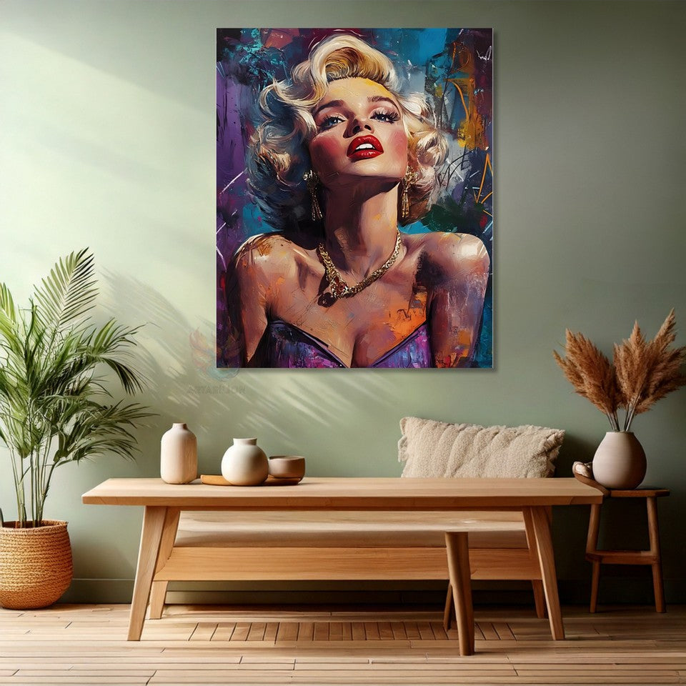 Marilyn Monroe Özel Tasarım Kanvas Tablo Modern Renkli Salon Dekoru