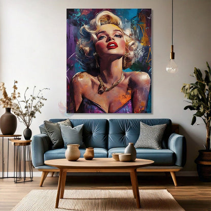 Marilyn Monroe Özel Tasarım Kanvas Tablo Modern Renkli Salon Dekoru