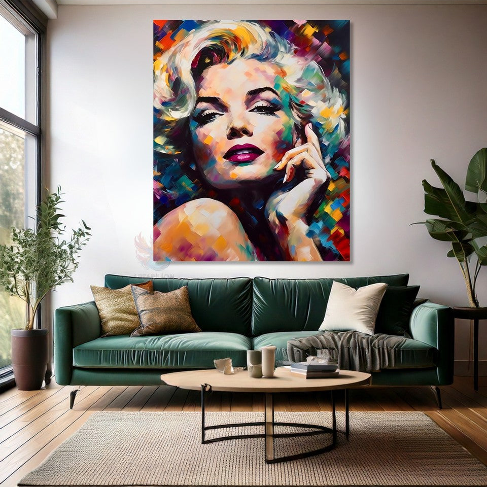 Brushstrokes Canvas Painting Marilyn Monroe Canvas Painting Digital Print Office Home Painting