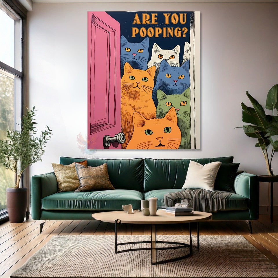Komik Kediler Modern Kedi Kanvas Tablo