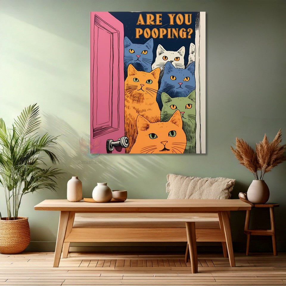 Komik Kediler Modern Kedi Kanvas Tablo