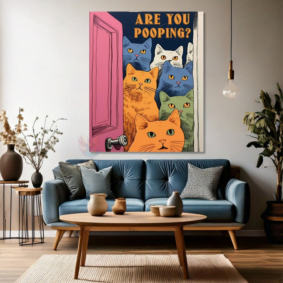 Komik Kediler Modern Kedi Kanvas Tablo