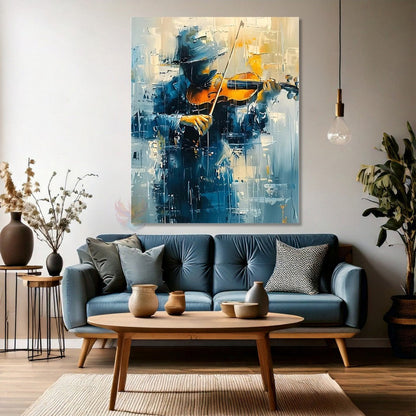 Abstract Visual Canvas Violinist Painting Oil Painting Look Violinist Painting