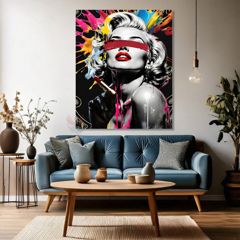 Lipstick Canvas Painting, Marilyn Monroe Canvas Painting, Digital Print, Office/Home Painting