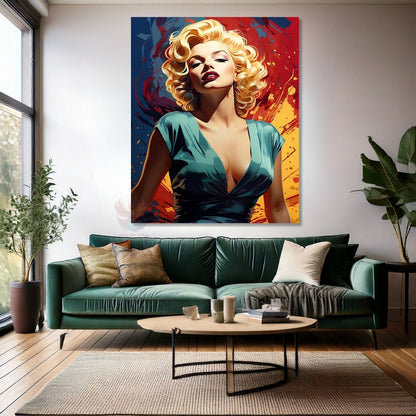 Genç Marilyn Monroe Kanvas Tablo Dijital Baskı Ofis Ev Tablosu