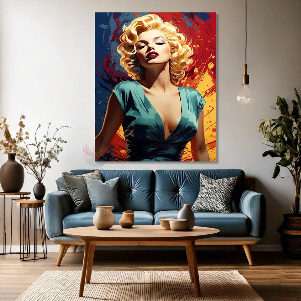 Genç Marilyn Monroe Kanvas Tablo Dijital Baskı Ofis Ev Tablosu