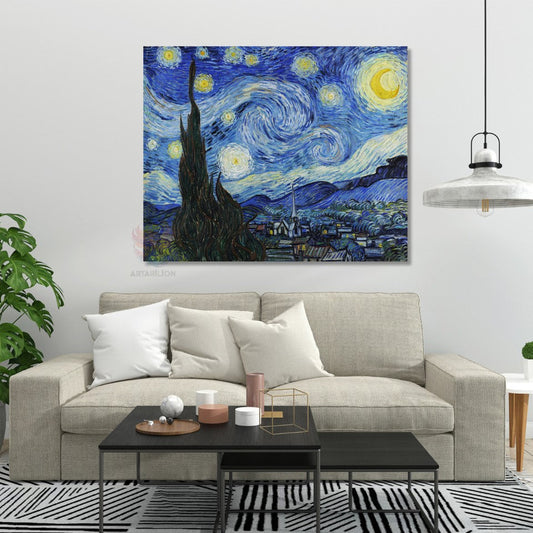 Kanvas Tablo Van Gogh Tablosu Ev Ofis Dekoru Yıldızlı Gece 2 Klasik Duvar Tablosu