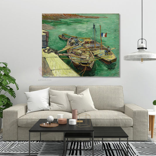 Kanvas Tablo Van Gogh Tablosu Ev Ofis Dekoru Kayık Görseli Klasik Duvar Tablosu