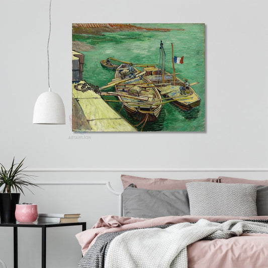 Kanvas Tablo Van Gogh Tablosu Ev Ofis Dekoru Kayık Görseli Klasik Duvar Tablosu