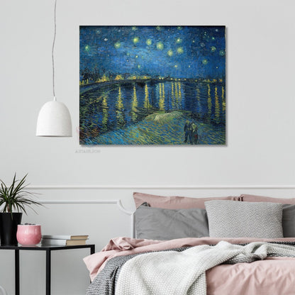 Kanvas Tablo Van Gogh Tablosu Ev Ofis Dekoru Rhone Üzerinde Yıldızlı Gece Klasik Duvar Tablosu