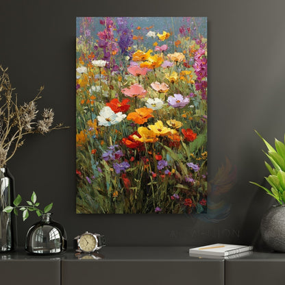 Rengarenk Çiçek Tarlası Kanvas Tablo Duvar Tablosu Modern Ev Dekoru Kanvas Salon Tablosu