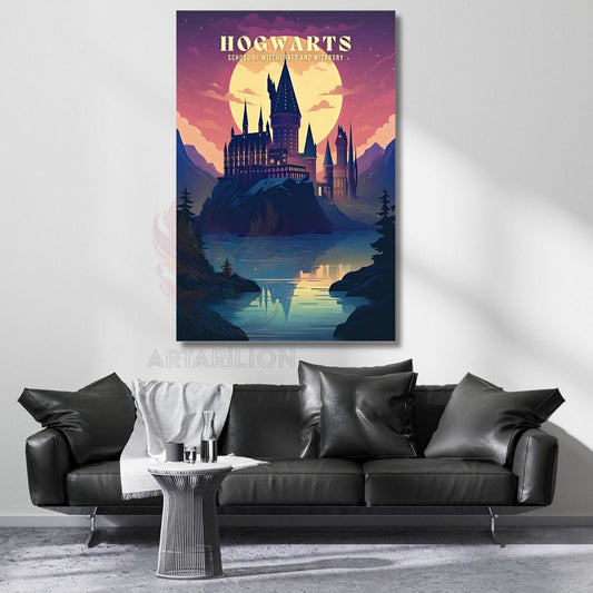 Harry Potter Kanvas Tablo Hogwards ve Nehir Manzaralı Tablo Film Dizi Temalı Tablo