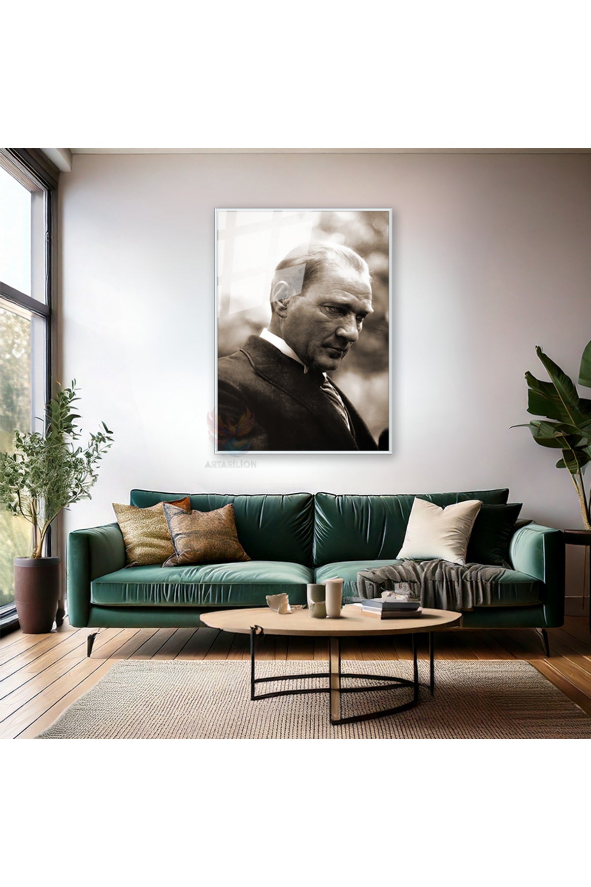 Atatürk Portresi Metal Çerçeveli Cam Tablo