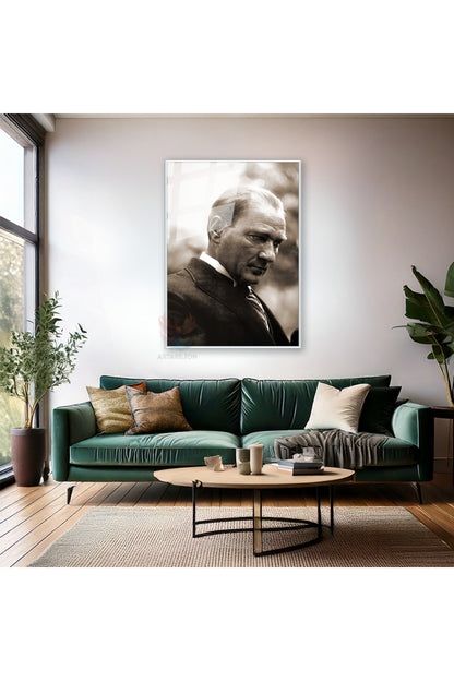 Atatürk Portresi Ev Ofis Tablosu Metal Çerçeveli Cam Atatürk Tablosu Ofis Hediyesi