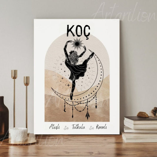 Dijital HD Baskı Kanvas Tablo Koç Burcu Kanvas Tablo Zodiac Burç Duvar Tablosu