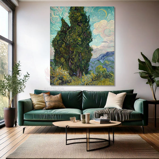 Van Gogh Kanvas Tablo Kanvas Duvar Tablosu Empresyonizm Tablo Cypresses-1889