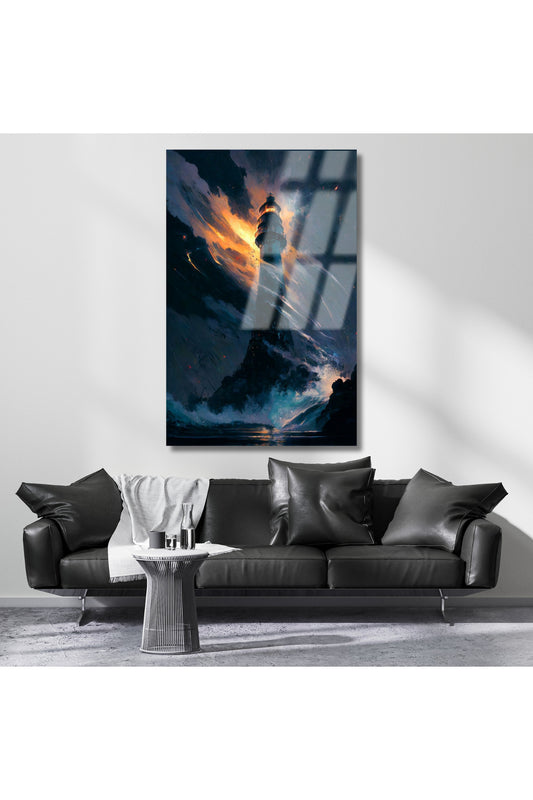Deniz Feneri Kırılmaz Cam Tablo Hd Dijital Baskı Kırılmaz Cam Tablo Salon Tablosu