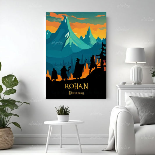 Yüzüklerin Efendisi Rohan Kanvas Tablo Duvar Dekorasyonu LOTR Oyun Odası Salon Dizi Film Tablosu