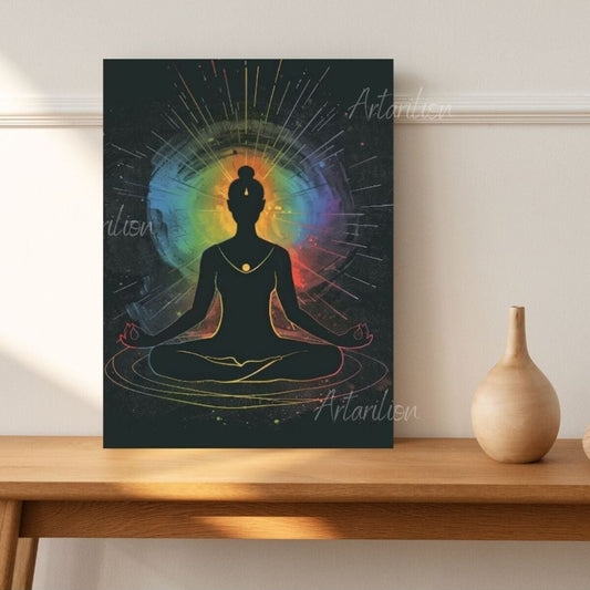 Kanvas Dijital HD Baskı Kanvas Tablo Meditasyon Yapan Kadın Duvar Tablosu