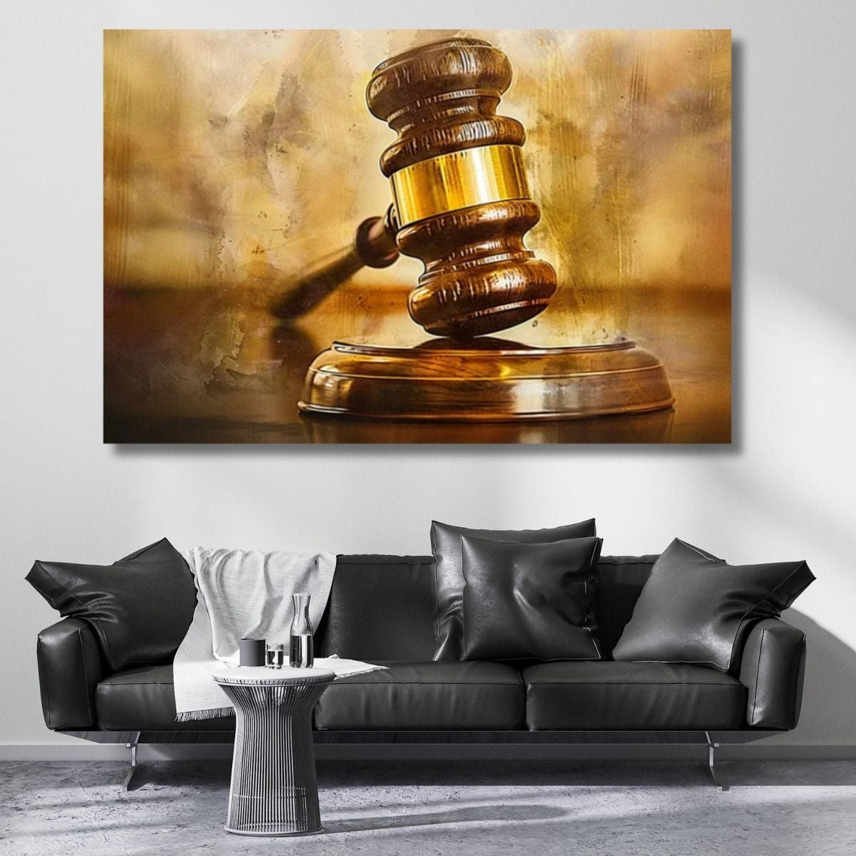 Gavel on the Table Law Themed Painting Law Justice Canvas Painting Model Office Painting