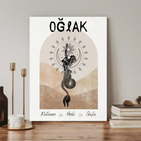 Dijital HD Baskı Kanvas Tablo Oğlak Burcu Kanvas Tablo Zodiac Burç Duvar Tablosu