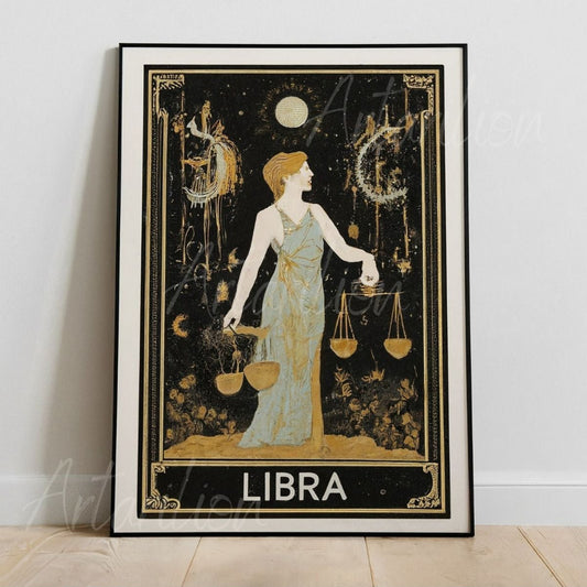 Kanvas Dijital HD Baskı Kanvas Tablo Libra Burcu Kanvas Tablo Zodiac Burç Duvar Tablosu