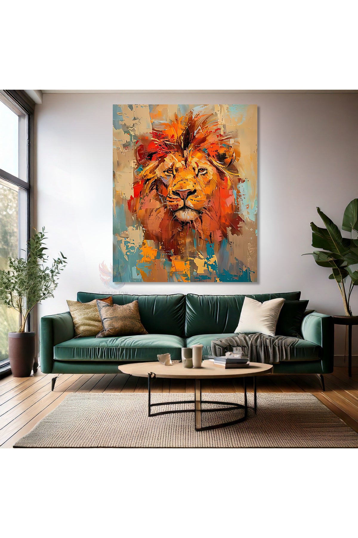Dekoratıf Aslan Minimalist Kanvas Tablo